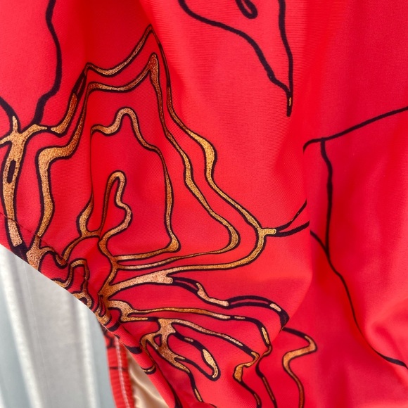 Niki Wior Orange Deep V Buckle Bathing Suit - Picture 3 of 6